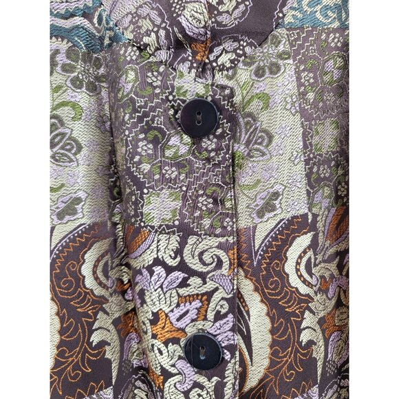 Graff Wear‎ Chocolate Brown Patchwork Blazer Jacket Medium - Picture 5 of 6